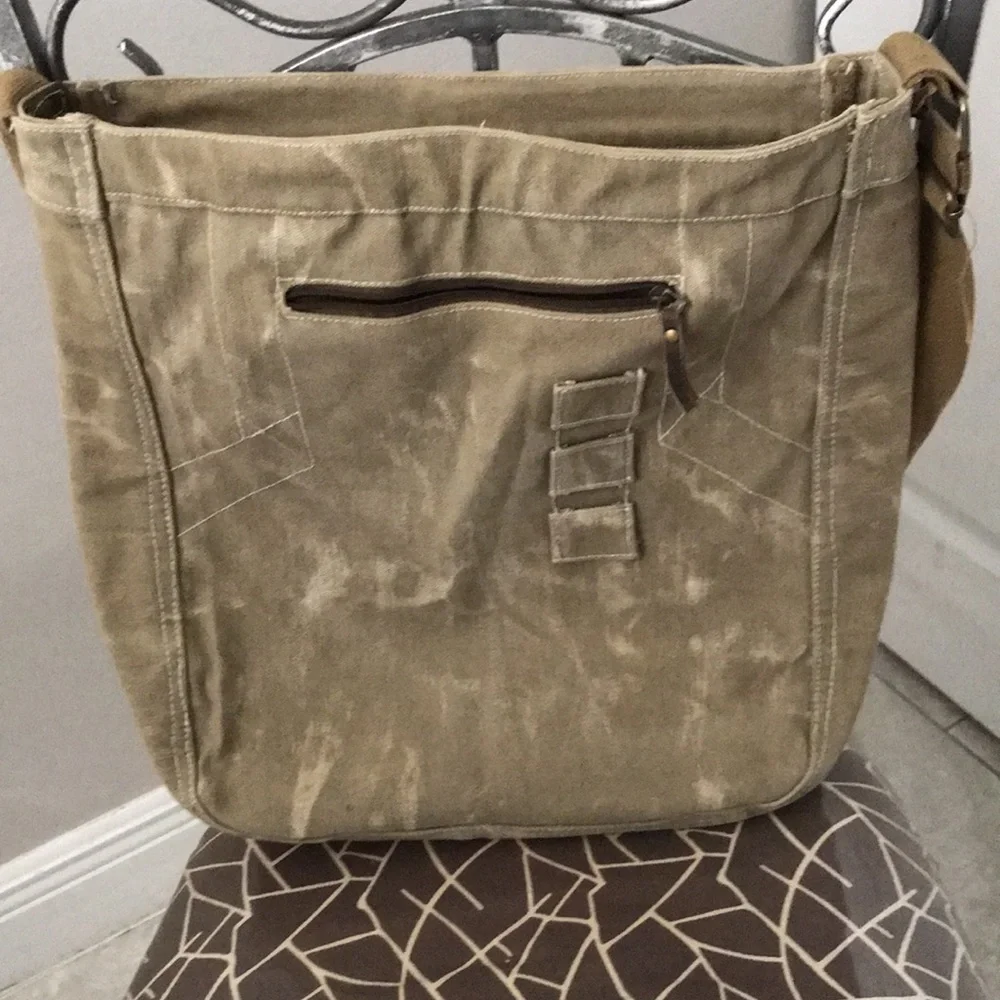 UNISEX Large utility wash canvas messenger bag